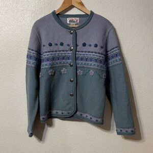 Vintage Tally Ho Floral Knit Cardigan Medium